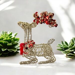 Pier 1 Gold Wire Reindeer with Red Details